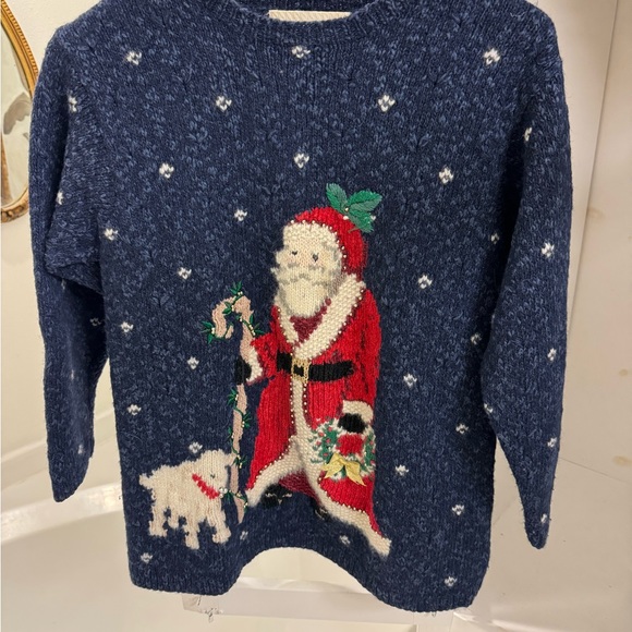 Vintage womens Christmas Sweater - Santa and Lamb - Beaded - Small/medium - Picture 5 of 5